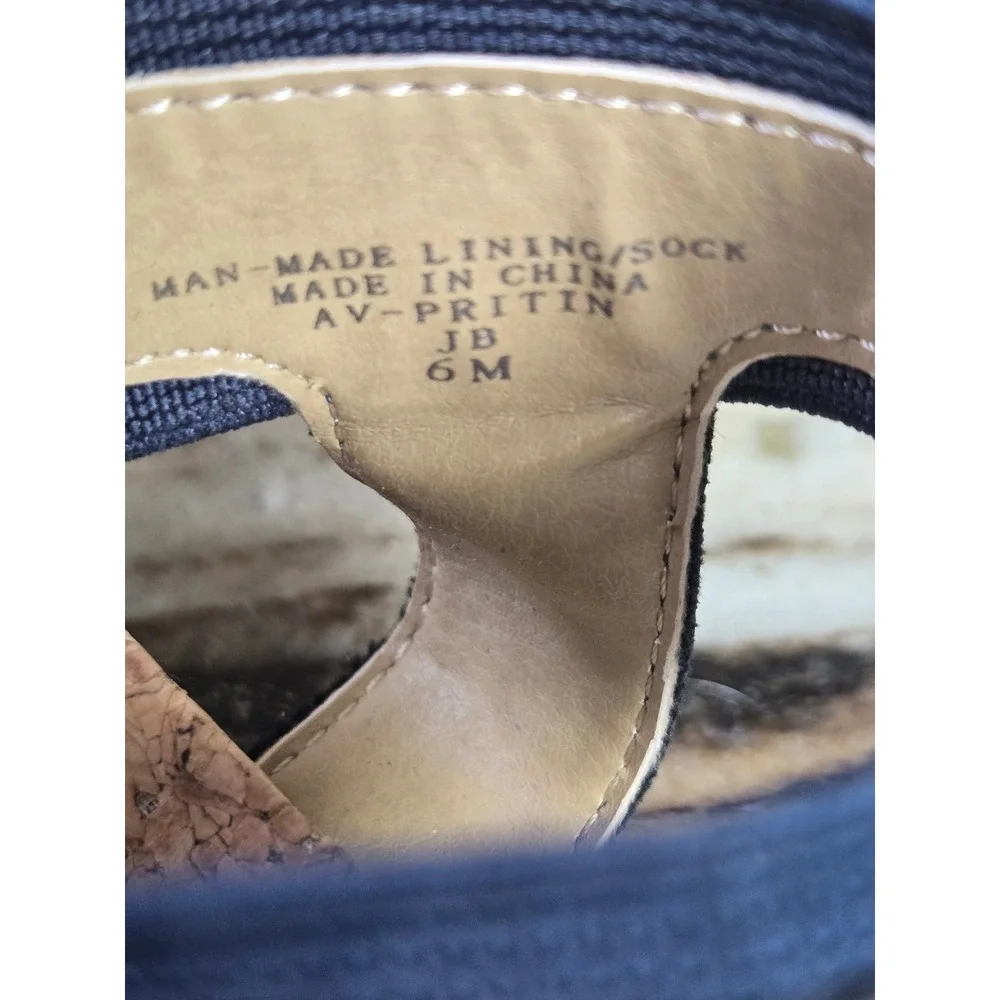 Adrienne Vittadini Sport AV-PRITIN Navy Blue Cork Espadrille Sandals Womens 6M
